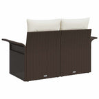 Gartensofa mit Kissen Braun 141 x 62 x 69cm Poly-Rattan
