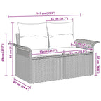 Gartensofa mit Kissen Braun 141 x 62 x 69cm Poly-Rattan