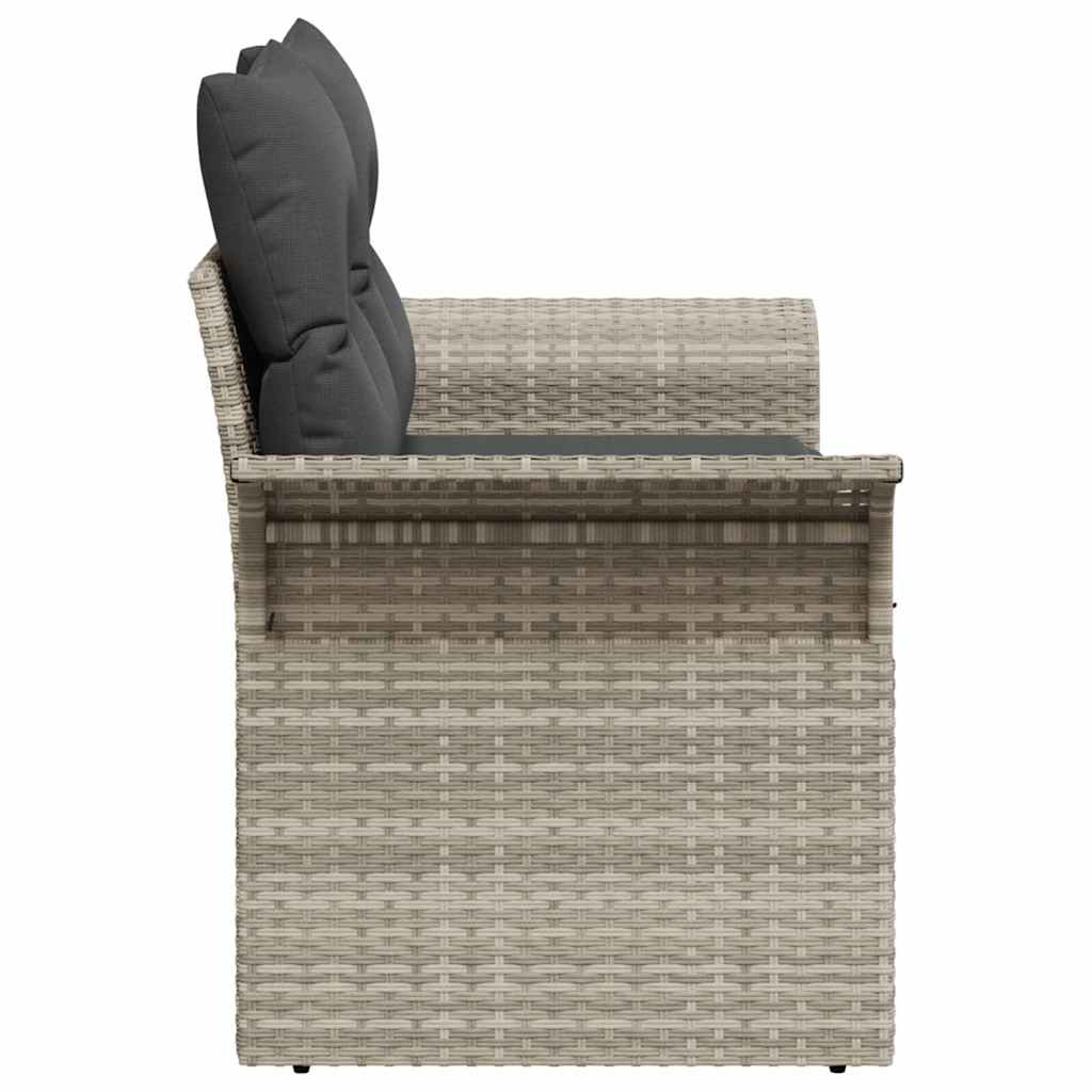 Gartensofa mit Kissen Hellgrau 141 x 62 x 69cm Poly-Rattan
