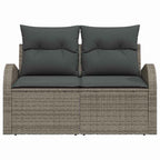 Gartensofa mit Kissen Grau 124 x 62 x 69cm Poly-Rattan