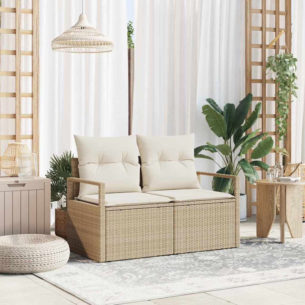 Garten-Sofa mit Kissen 120 x 62 x 69 cm Poly-Rattan