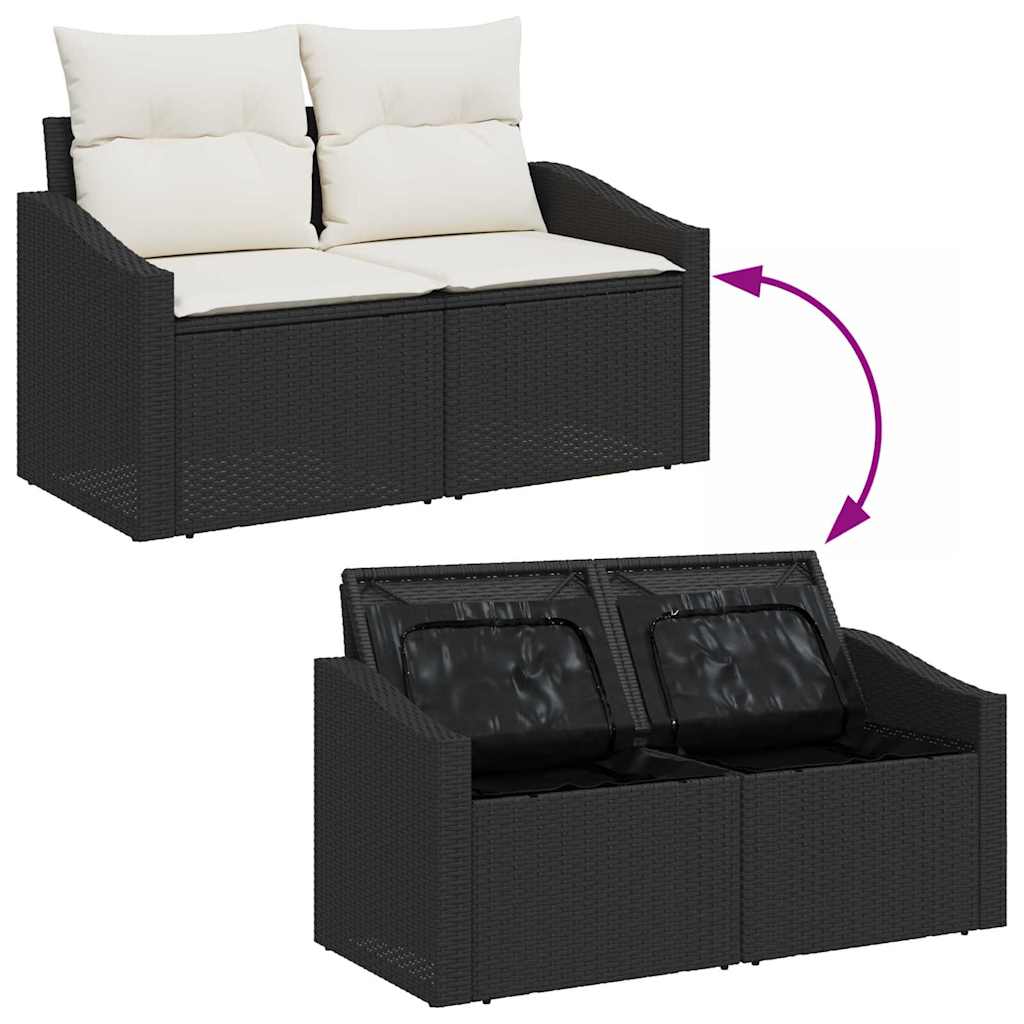 Garten-Sofa mit Kissen 123 x 62 x 69 cm Poly-Rattan