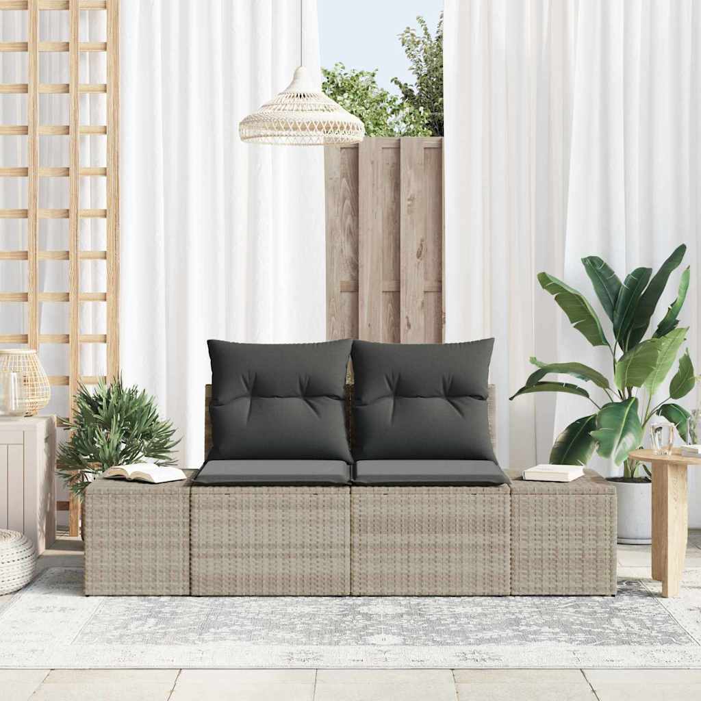 Gartensofa mit Kissen Grau 184 x 62 x 69 cm Poly-Rattan
