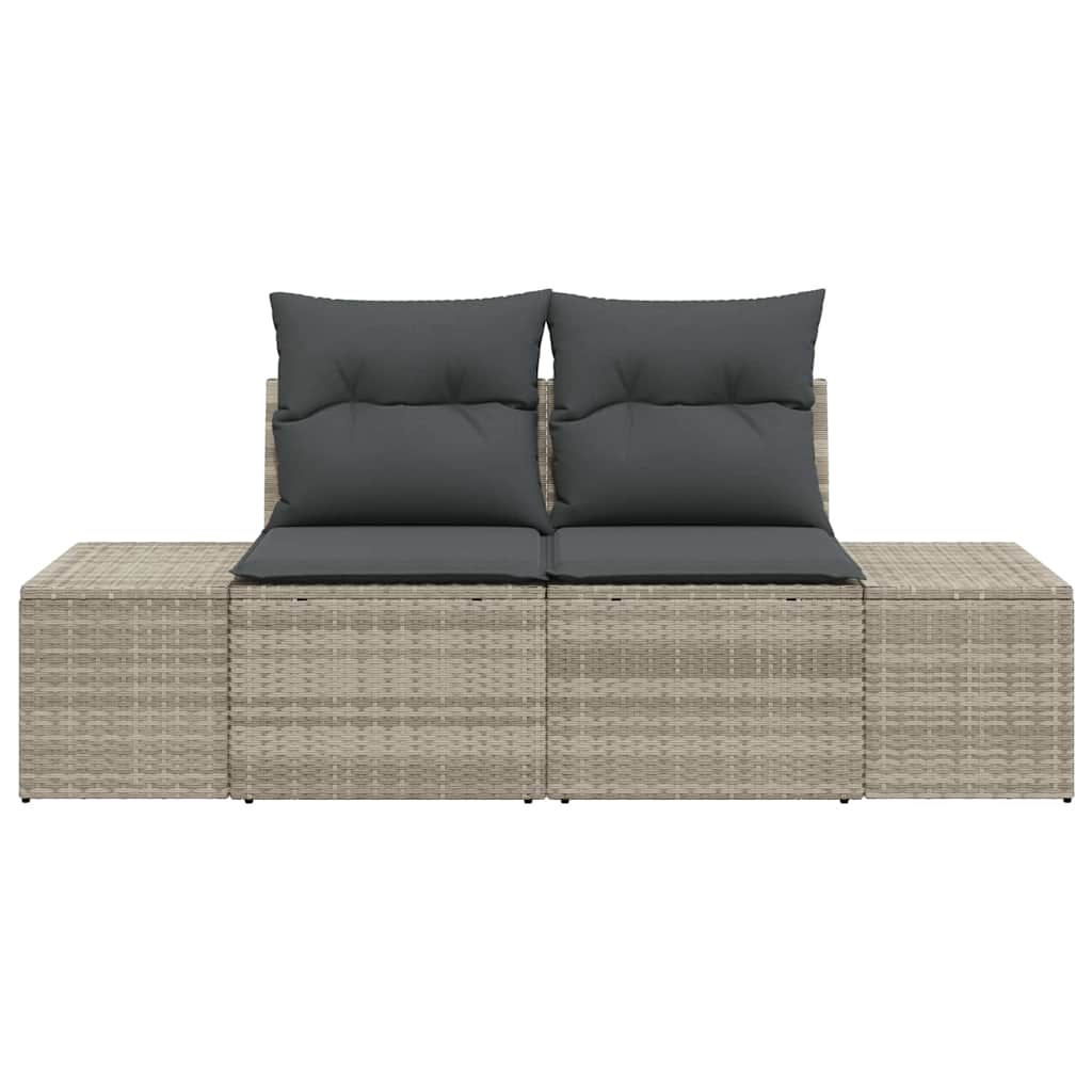 Gartensofa mit Kissen Grau 184 x 62 x 69 cm Poly-Rattan