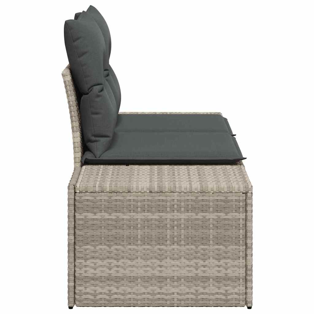 Gartensofa mit Kissen Grau 184 x 62 x 69 cm Poly-Rattan
