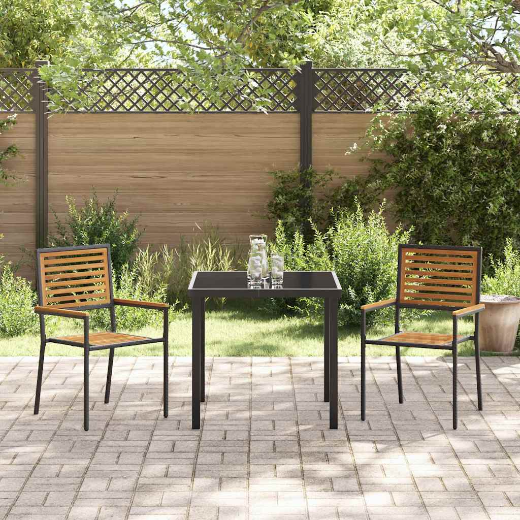 Garten Stapelstühle 2 pcs Braun und Schwarz 54 x 56 x 90 cm