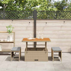 Garten Essgruppe Beige Poly-Rattan