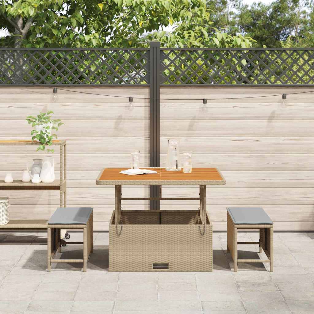 Garten Essgruppe Beige Poly-Rattan