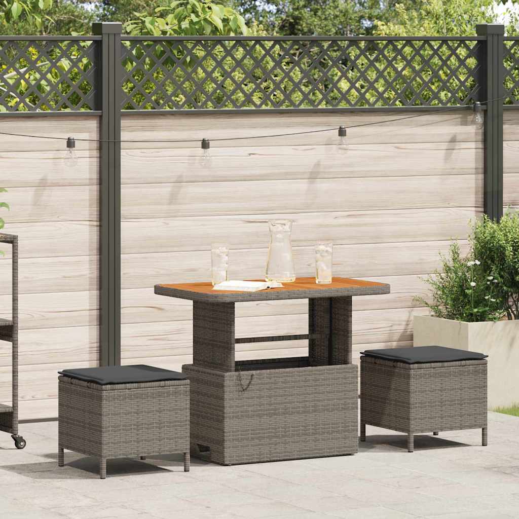 Garten Essgruppe Grau Poly-Rattan
