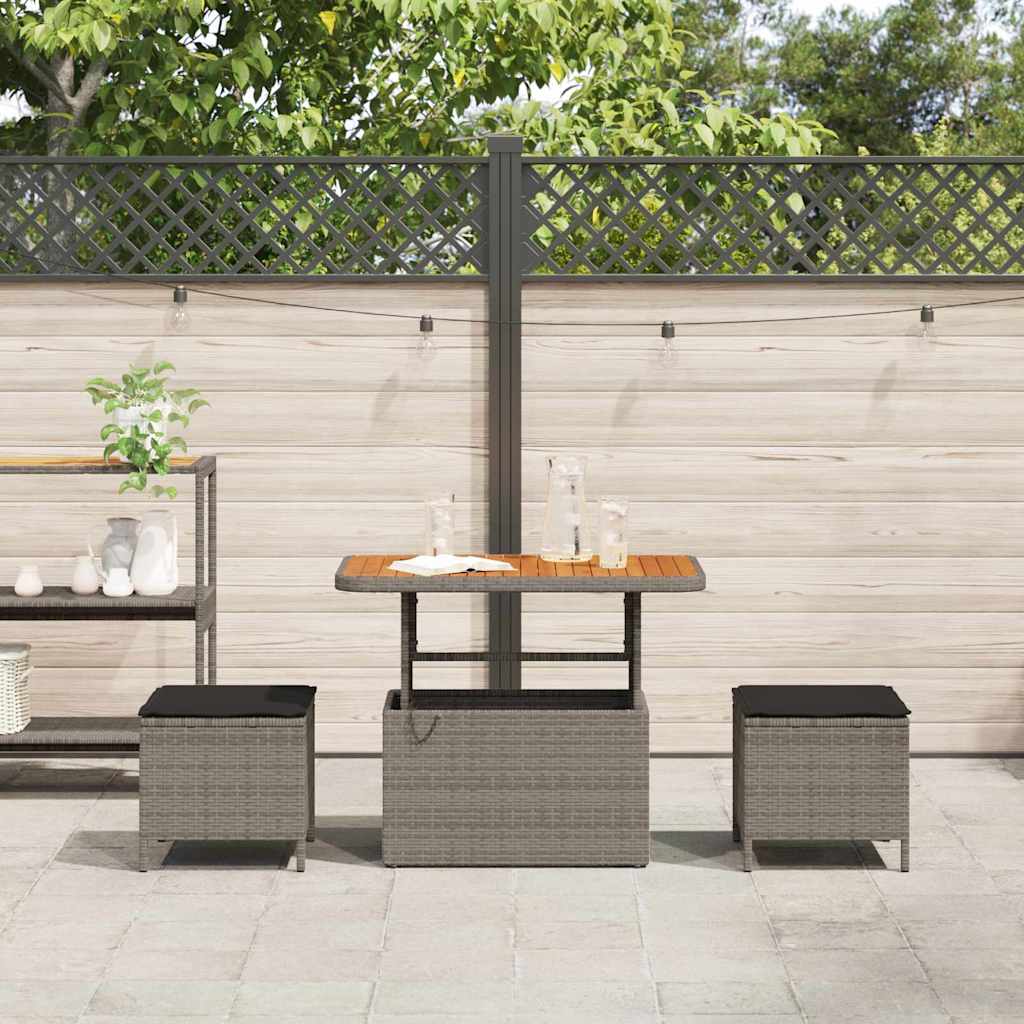 Garten Essgruppe Grau Poly-Rattan