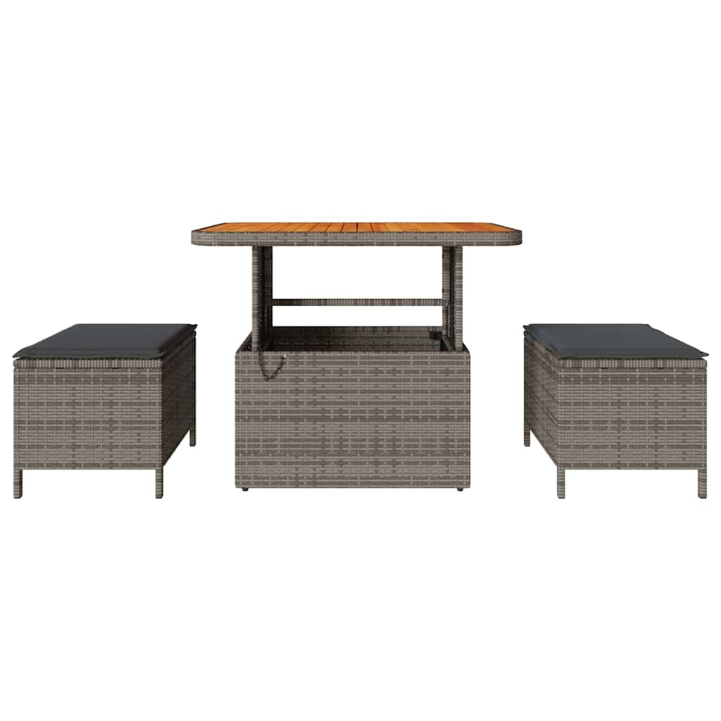 Garten Essgruppe Grau Poly-Rattan