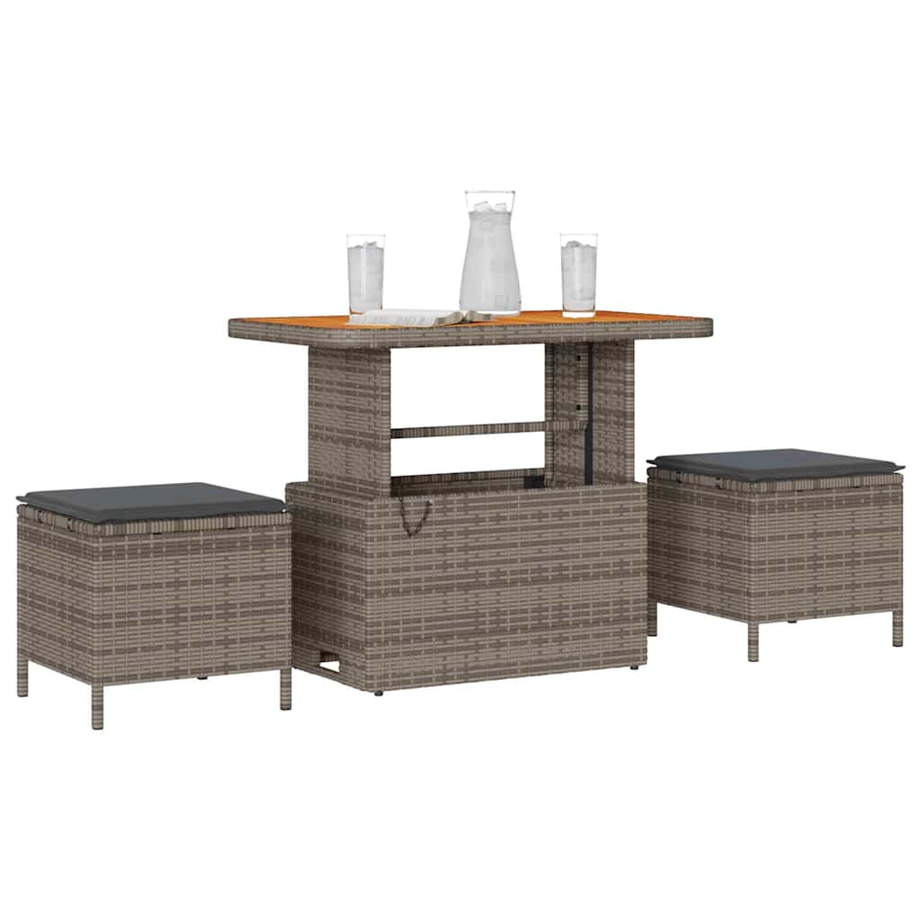 Garten Essgruppe Grau Poly-Rattan
