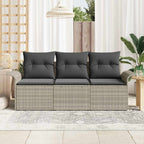 Sofa Set mit Kissen 3 pcs Grau Poly-Rattan