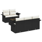 Sofa Set mit Kissen 6 pcs Schwarz Poly-Rattan