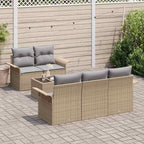 Sofa Set mit Kissen 6 pcs Beige Poly-Rattan