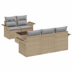 Sofa Set mit Kissen 6 pcs Beige Poly-Rattan