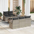 Sofa Set mit Kissen 6 pcs Hellgrau Poly-Rattan