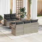 Sofa Set mit Kissen 6 pcs Hellgrau Poly-Rattan