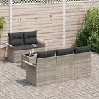 Sofa Set mit Kissen 6 pcs Hellgrau Poly-Rattan