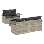 Sofa Set mit Kissen 6 pcs Hellgrau Poly-Rattan