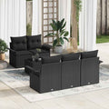 Sofa Set mit Kissen 6 pcs Schwarz Poly-Rattan