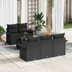 Sofa Set mit Kissen 6 pcs Schwarz Poly-Rattan