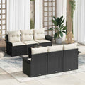 Gartensofa-set mit Kissen 7 pcs Schwarz Poly-Rattan
