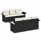 Gartensofa-set mit Kissen 7 pcs Schwarz Poly-Rattan