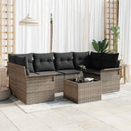 Gartensofa-set mit Kissen 7 pcs Grau Poly-Rattan