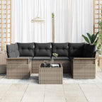 Gartensofa-set mit Kissen 7 pcs Grau Poly-Rattan
