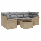 Gartensofa-set mit Kissen 7 pcs Beige Poly-Rattan