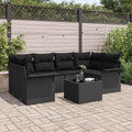 Gartensofa-set mit Kissen 7 pcs Schwarz Poly-Rattan