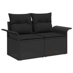 Sofa Set mit Kissen 4 pcs Schwarz Poly-Rattan