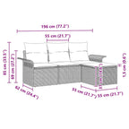 Sofa Set mit Kissen 4 pcs Schwarz Poly-Rattan