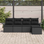 Outdoor-Sofa mit Kissen 5 pcs Schwarz Poly-Rattan