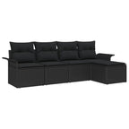 Outdoor-Sofa mit Kissen 5 pcs Schwarz Poly-Rattan