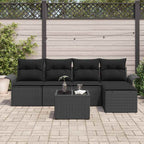 Outdoor-Sofa mit Kissen 6 pcs Schwarz Poly-Rattan