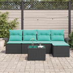 Gartensofa-set mit Kissen 6 pcs Schwarz Poly-Rattan