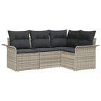 Gartensofa-set mit Kissen 4 pcs Hellgrau Poly-Rattan