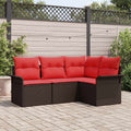 Gartensofa-set mit Kissen Braun Poly-Rattan
