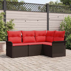 Gartensofa-set mit Kissen Braun Poly-Rattan