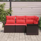Gartensofa-set mit Kissen Braun Poly-Rattan
