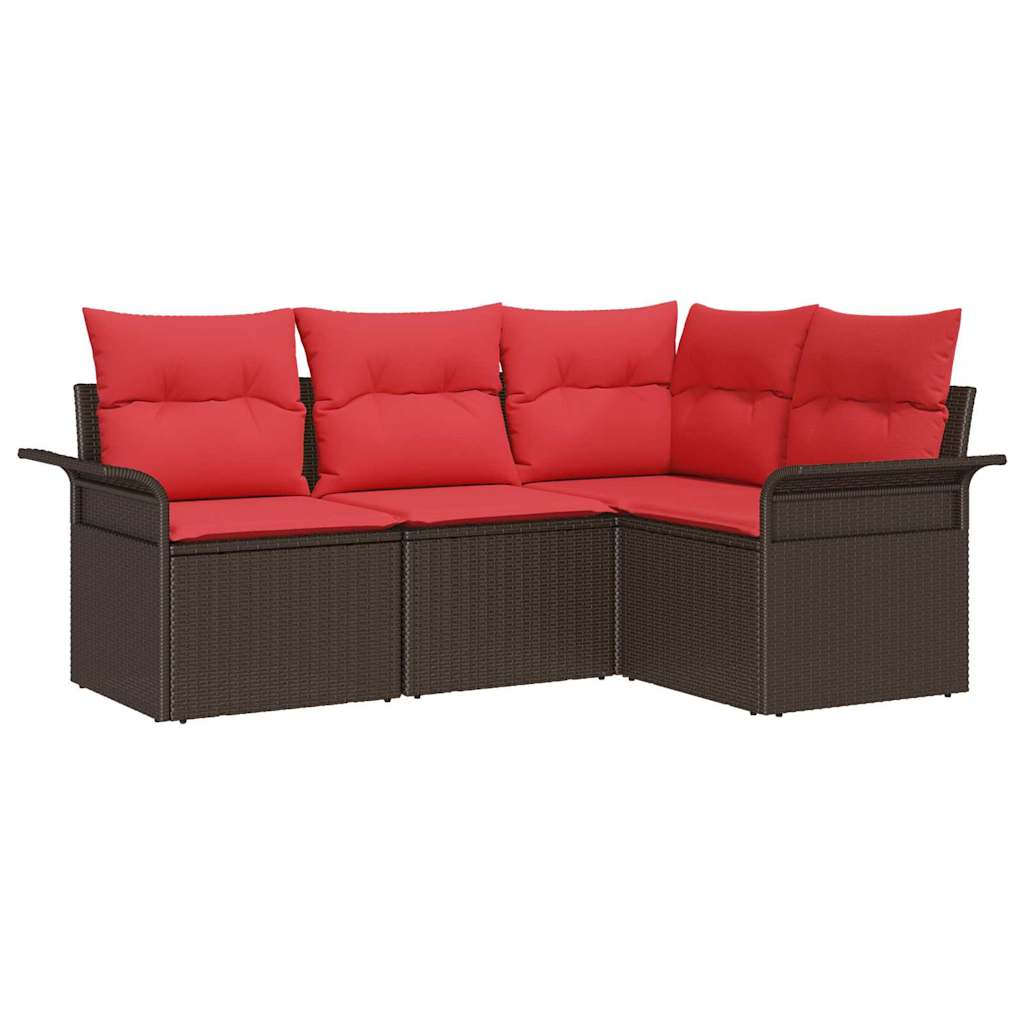 Gartensofa-set mit Kissen Braun Poly-Rattan