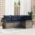 Gartensofa-set mit Kissen 4 pcs Grau Poly-Rattan