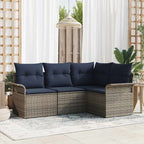 Gartensofa-set mit Kissen 4 pcs Grau Poly-Rattan