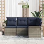 Gartensofa-set mit Kissen 4 pcs Grau Poly-Rattan