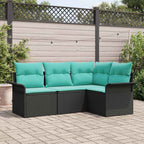 Gartensofa-set mit Kissen Schwarz Poly-Rattan