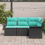 Gartensofa-set mit Kissen Schwarz Poly-Rattan