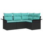 Gartensofa-set mit Kissen Schwarz Poly-Rattan