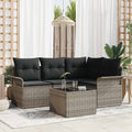Gartensofa-set mit Kissen 5 pcs Grau Poly-Rattan